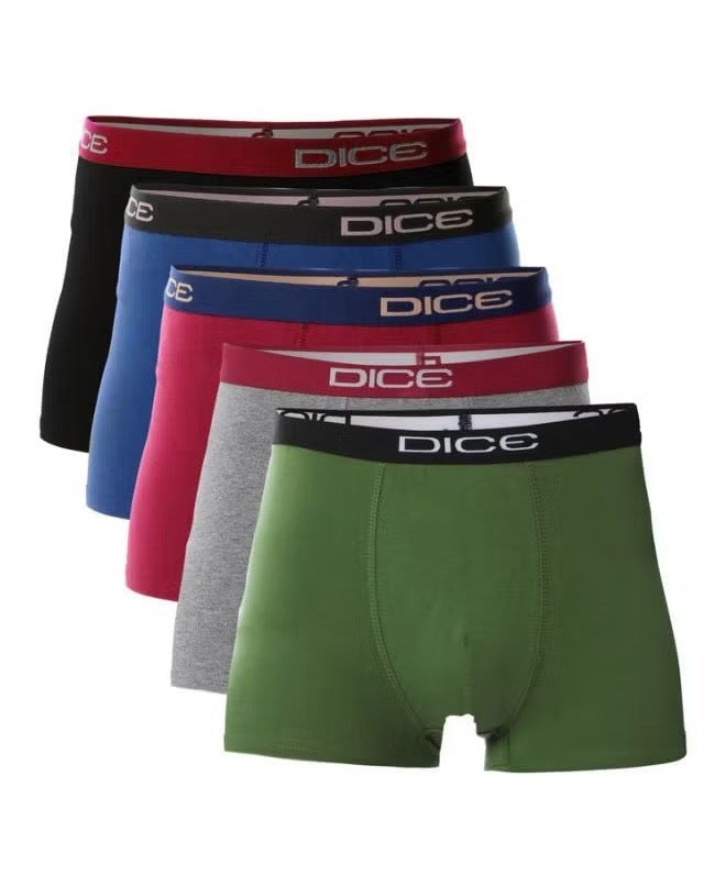 DICE Men Solid Basic Colored Boxers (Bundle of 5 Boxers) - Image 1